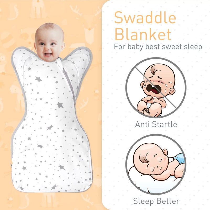Knirose 3Way Wearable Swaddle Blankets Sleep Sacks with Arms Up Hands Up Sleeping Sack Easy Diaper Changing Sleeping Bag for Baby Boy Girl Newborns Transitions to ArmsFree Calms Startle Reflex - Image 4