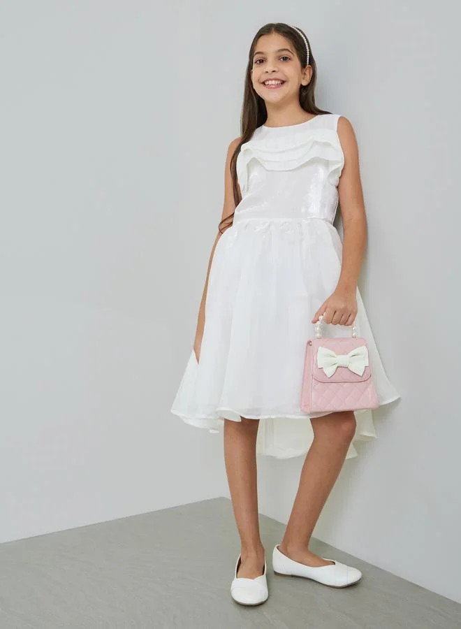 Take Two Girls White A-Line Knee-Length Dress