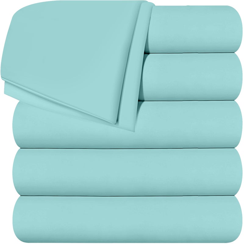 Utopia Bedding Flat Sheets - Pack of 6 - Soft Brushed Microfiber Fabric - Shrinkage & Fade Resistant Top Sheets - Easy Care (Twin  Spa Blue) - Image 1