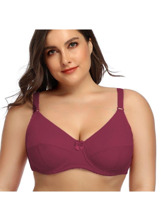 Plus Size Bow Underwire Bra for Women Solid Non Padded Lingerie 80D 85D 90D 95D 100D 105D D Cup Full Coverage Non Padded Brassiere 