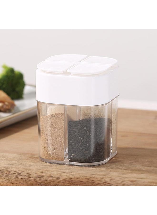 Thoraya 4 Compartment Seasoning Box Multifunctional Portable Dustproof Sealing Clear Spice Storage Container for Kitchen Supplies White  - Image 5