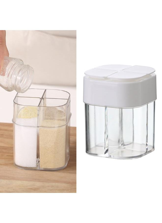 Thoraya 4 Compartment Seasoning Box Multifunctional Portable Dustproof Sealing Clear Spice Storage Container for Kitchen Supplies White  - Image 4