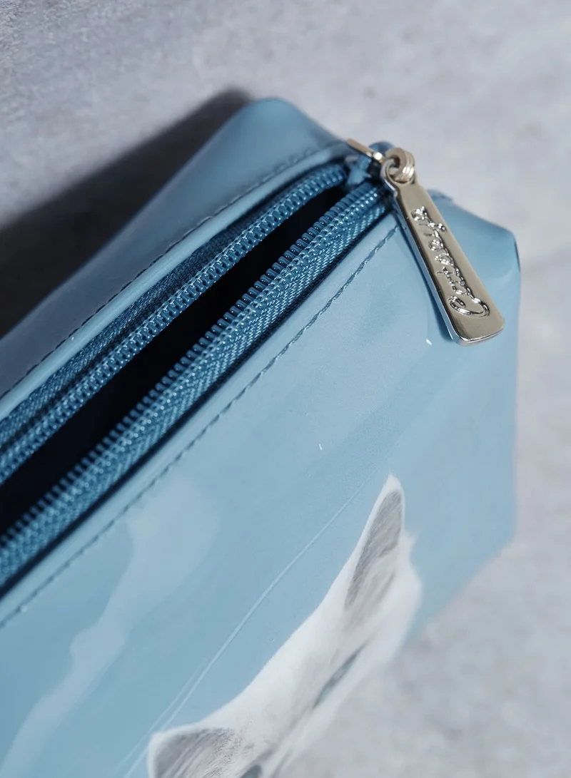 catseye Cat on Blue Beauty Bag