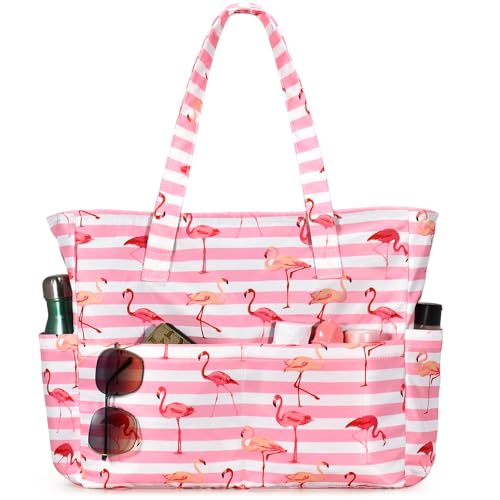 oscaurt Beach Bags for Women Large Waterproof Sandproof Beach Tote Swim Pool Bag with Zipper for Travel Vacation Essentials - Image 1