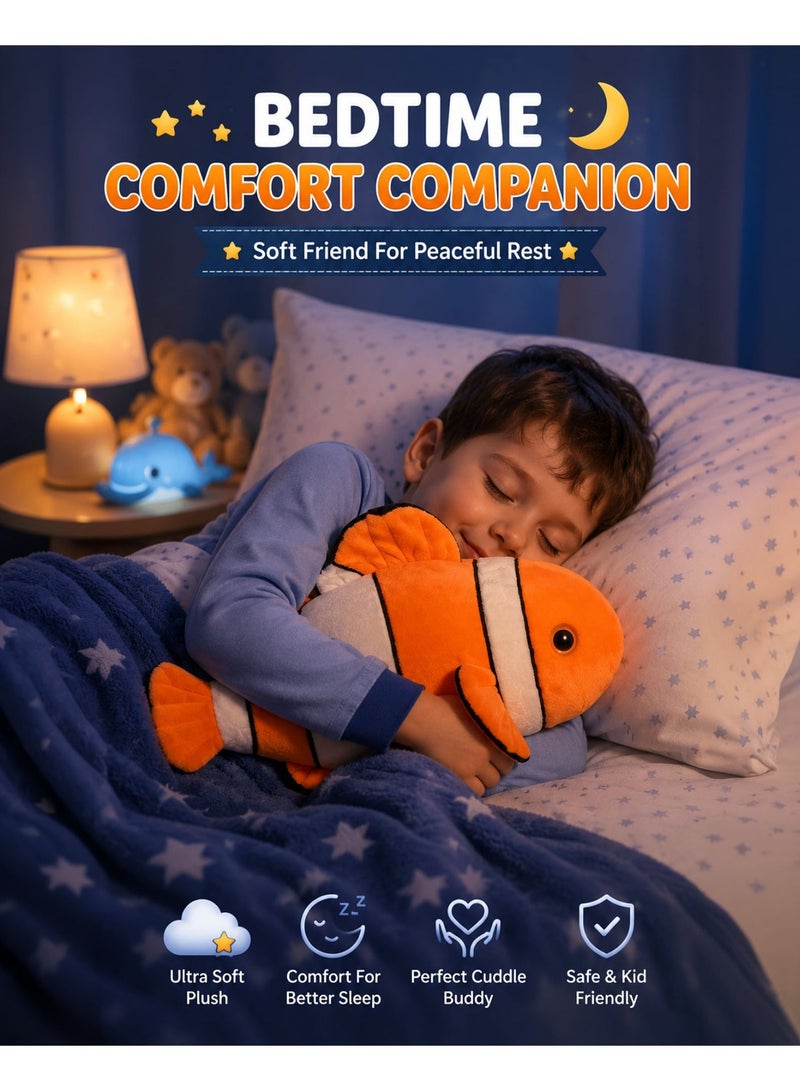 Wild Planet Clownfish Plush Toy 40cm Soft Ocean Stuffed Animal for Kids Cute Marine Fish Plush Doll Ultra Soft Cuddly Sea Life Pillow Educational Comfort Toy for Boys Girls Nursery Bedroom Gift - Image 2