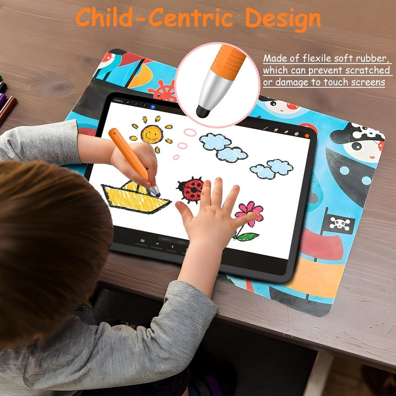 Demark Kid-Friendly Stylus Pens for Touch Screen, Tablet Stylus Pen Compatible with iPad/Fire/Kindle/iPhone/Android All Tablets and Phones (Orange) - Image 2