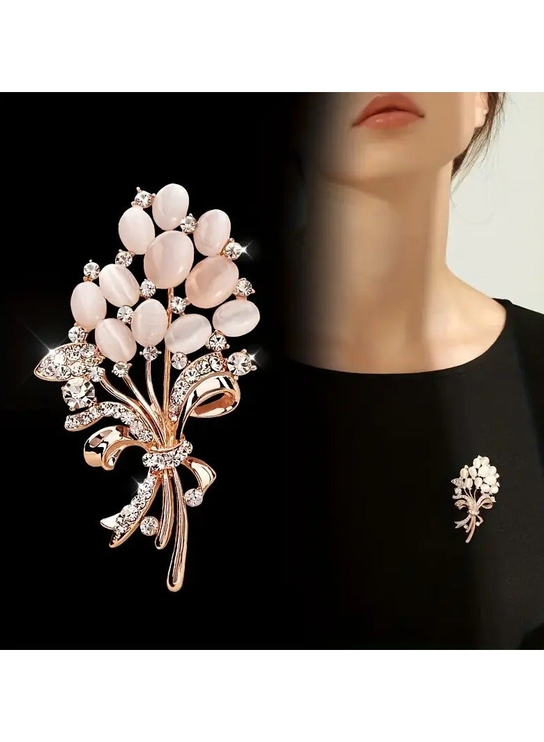 Goolsky Elegant Floral Brooch Pin with Opal and Rhinestone Accents, Glass Material, Fashionable Arrow Design Jewelry Accessory for Women, Birthday Gift Jewelry | Fashionable Jewelry | Alloy Construction, Vintage Jewelry  - Image 2