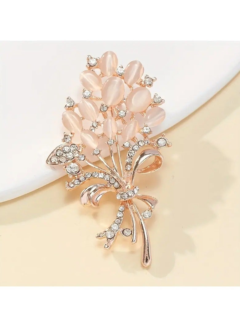 Goolsky Elegant Floral Brooch Pin with Opal and Rhinestone Accents, Glass Material, Fashionable Arrow Design Jewelry Accessory for Women, Birthday Gift Jewelry | Fashionable Jewelry | Alloy Construction, Vintage Jewelry  - Image 3