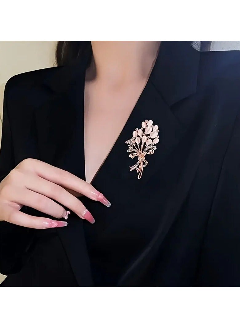 Goolsky Elegant Floral Brooch Pin with Opal and Rhinestone Accents, Glass Material, Fashionable Arrow Design Jewelry Accessory for Women, Birthday Gift Jewelry | Fashionable Jewelry | Alloy Construction, Vintage Jewelry  - Image 4