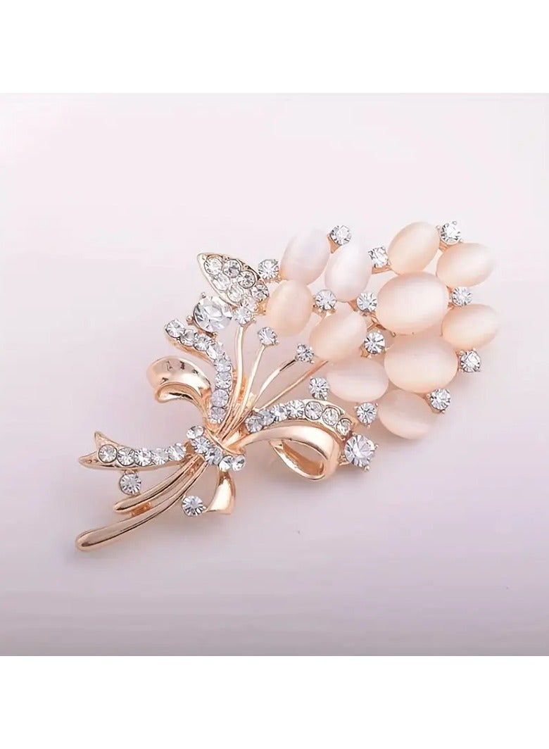 Goolsky Elegant Floral Brooch Pin with Opal and Rhinestone Accents, Glass Material, Fashionable Arrow Design Jewelry Accessory for Women, Birthday Gift Jewelry | Fashionable Jewelry | Alloy Construction, Vintage Jewelry  - Image 5