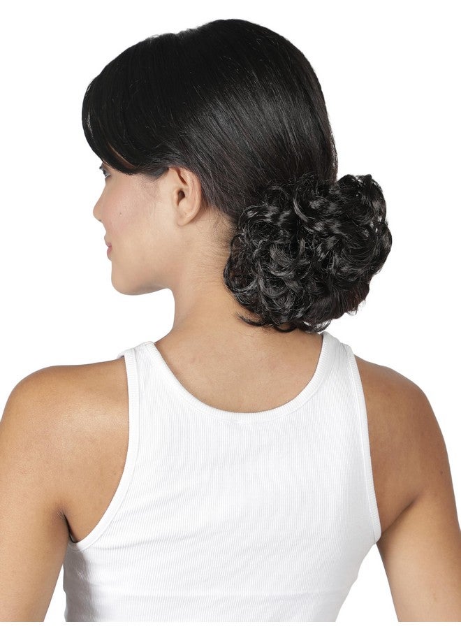 LUSH LOCKS 100% Synthetic Hair Messy Bun Scrunchie For Girls And Women- (Pack Of 1, Medium Black)  - Image 1