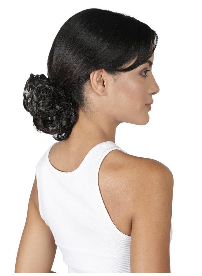 LUSH LOCKS 100% Synthetic Hair Messy Bun Scrunchie For Girls And Women- (Pack Of 1, Medium Black)  - Image 2