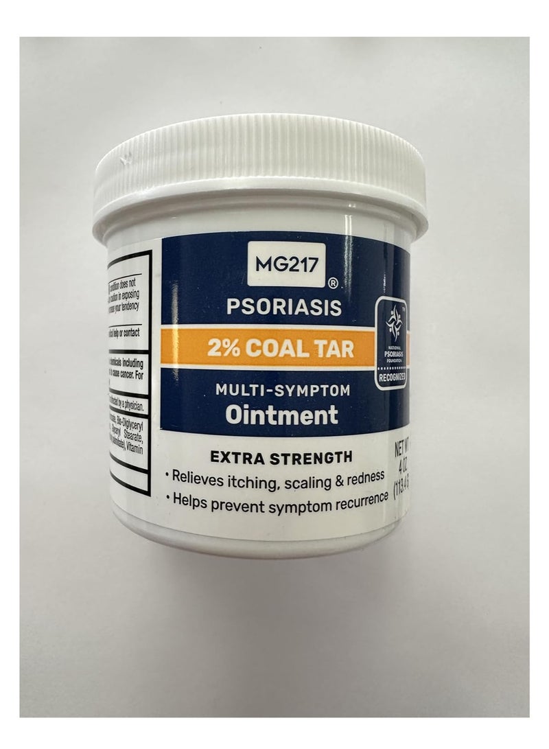 إم جي 217 مرهم قطران الفحم 2% لعلاج الصدفية، قوة إضافية لتخفيف أعراض متعددة، يخفف الحكة والتقشر والاحمرار بفعالية، غني بفيتامينات أ، د، وهـ، عبوة 4 أونصة - Image 1