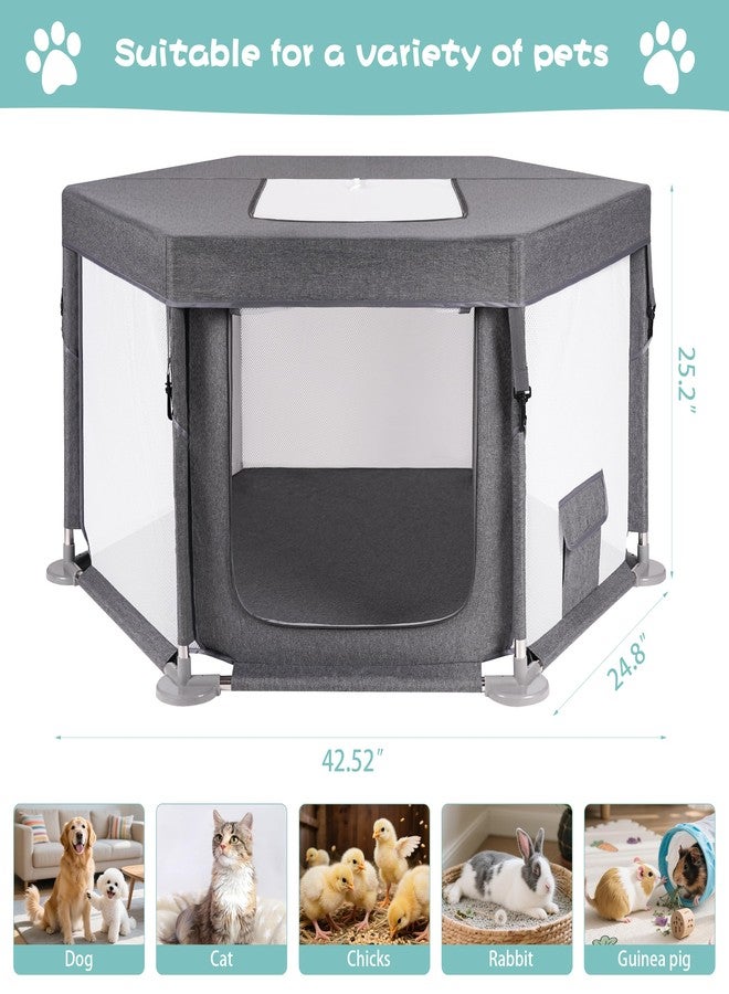 Anywish 43"x43"x25" Dog Play Pen Indoor or Outdoor, Sturdy Fabric Dog Playpen for Small Dog & Cat, Puppy Playpen with Removable Cover, Heavy-Duty Dog Pen with Stainless Steel Pipe - Image 3