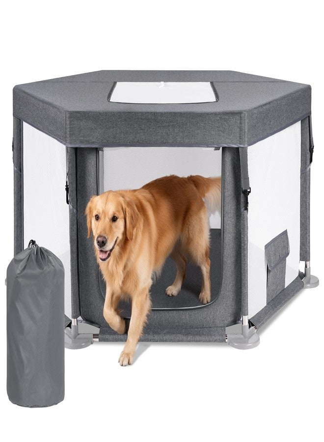 Anywish 43"x43"x25" Dog Play Pen Indoor or Outdoor, Sturdy Fabric Dog Playpen for Small Dog & Cat, Puppy Playpen with Removable Cover, Heavy-Duty Dog Pen with Stainless Steel Pipe - Image 1