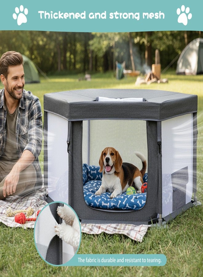 Anywish 43"x43"x25" Dog Play Pen Indoor or Outdoor, Sturdy Fabric Dog Playpen for Small Dog & Cat, Puppy Playpen with Removable Cover, Heavy-Duty Dog Pen with Stainless Steel Pipe - Image 5