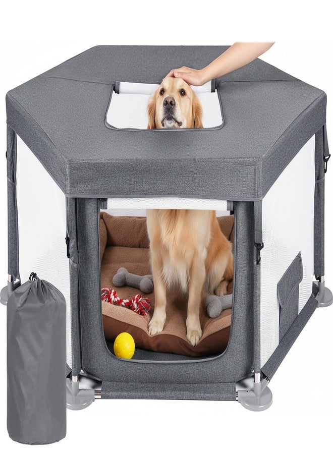 Anywish 43"x43"x25" Dog Play Pen Indoor or Outdoor, Sturdy Fabric Dog Playpen for Small Dog & Cat, Puppy Playpen with Removable Cover, Heavy-Duty Dog Pen with Stainless Steel Pipe - Image 2