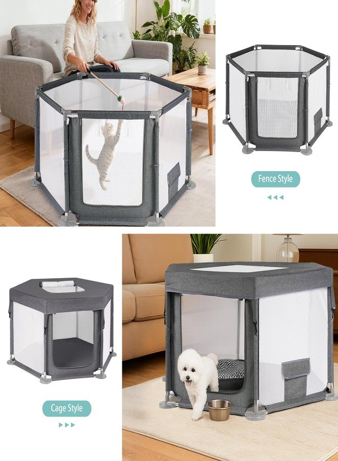 Anywish 43"x43"x25" Dog Play Pen Indoor or Outdoor, Sturdy Fabric Dog Playpen for Small Dog & Cat, Puppy Playpen with Removable Cover, Heavy-Duty Dog Pen with Stainless Steel Pipe - Image 4
