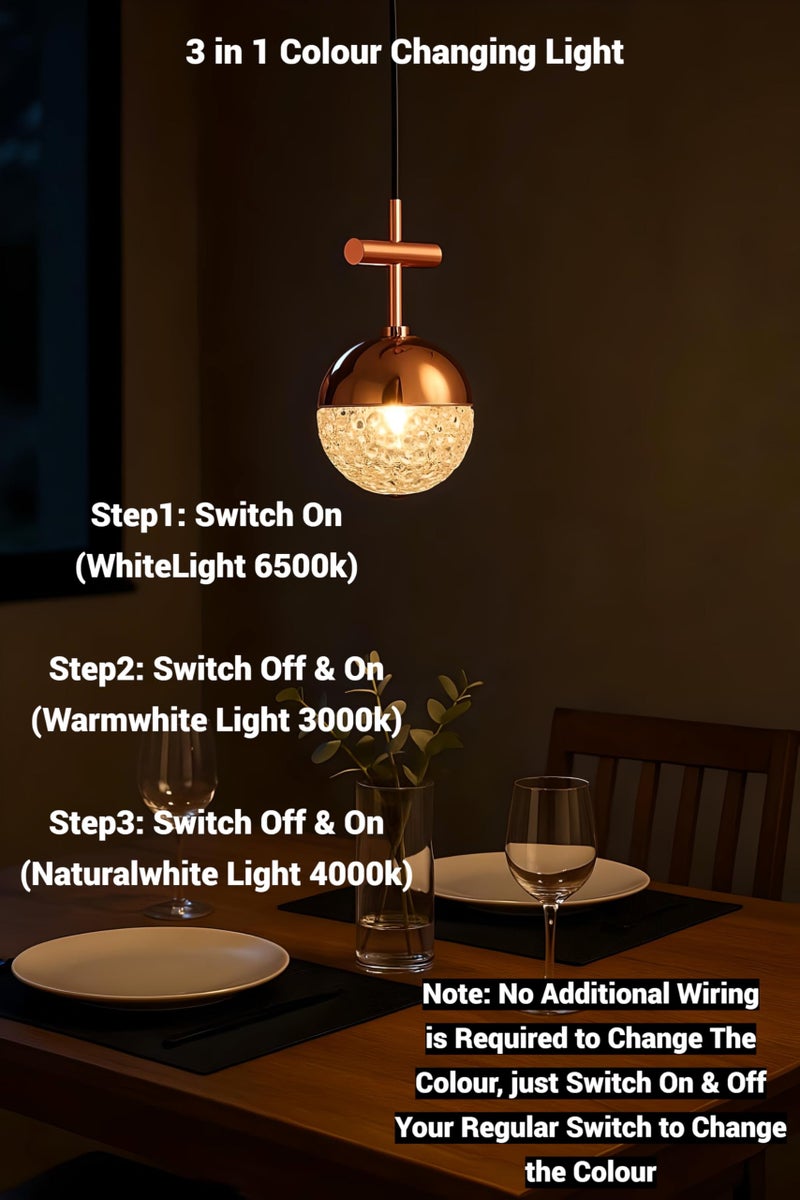 FILLISKA® Luxurious Hanging/Pendant Light. Warmwhite Light (Acrylic Crystal RoseGold-351) - Image 2