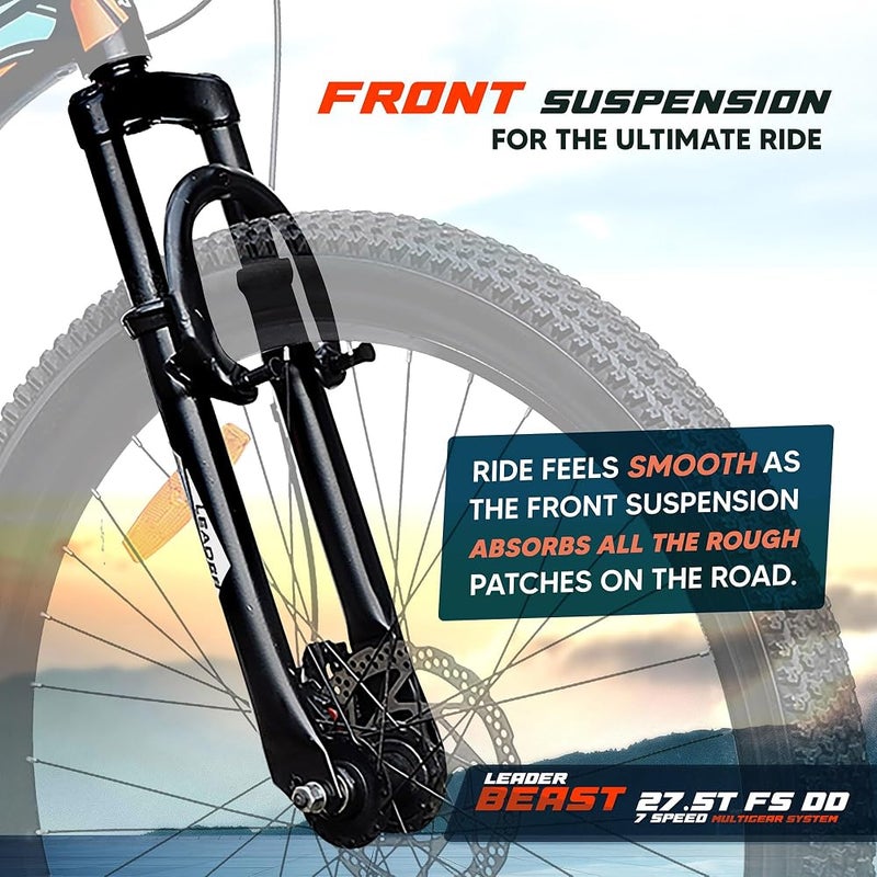 ليدر دراجة جبلية Leader Beast Multispeed (7 سرعات) مزودة بنظام تعليق أمامي وفرامل دوارة مزدوجة - Image 4