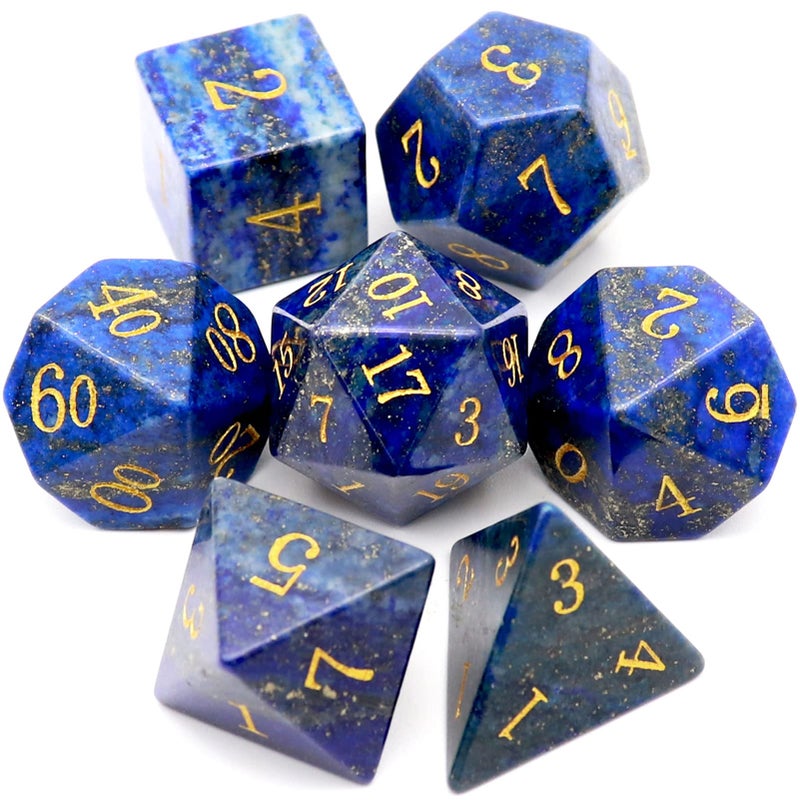 Haxtec Gemstone DND Dice Lapis Lazuli Dice Set with Dice Case Natural Gem Stone RPG Dice DD Compatible with Dungeons and Dragons TTRPG Gift - Image 3