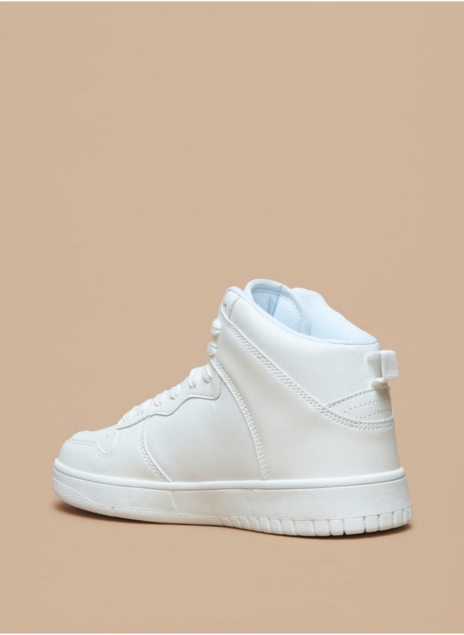 Oaklan by Shoexpress Women's Solid High Top Sneakers with Lace-Up Closure  - Image 3