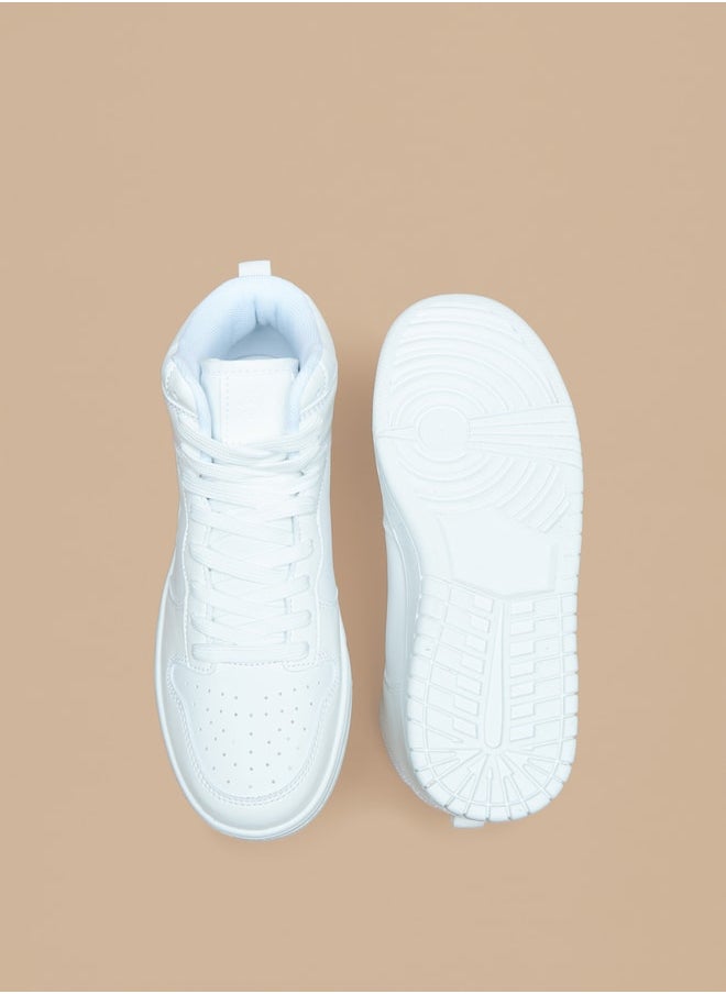 Oaklan by Shoexpress Women's Solid High Top Sneakers with Lace-Up Closure  - Image 4