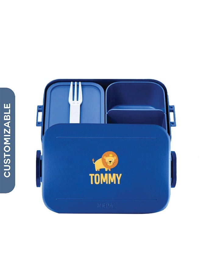 Share the Love Medium Personalised Lunch Box Take a Break Rocket Design - Vivid Blue  - Image 1