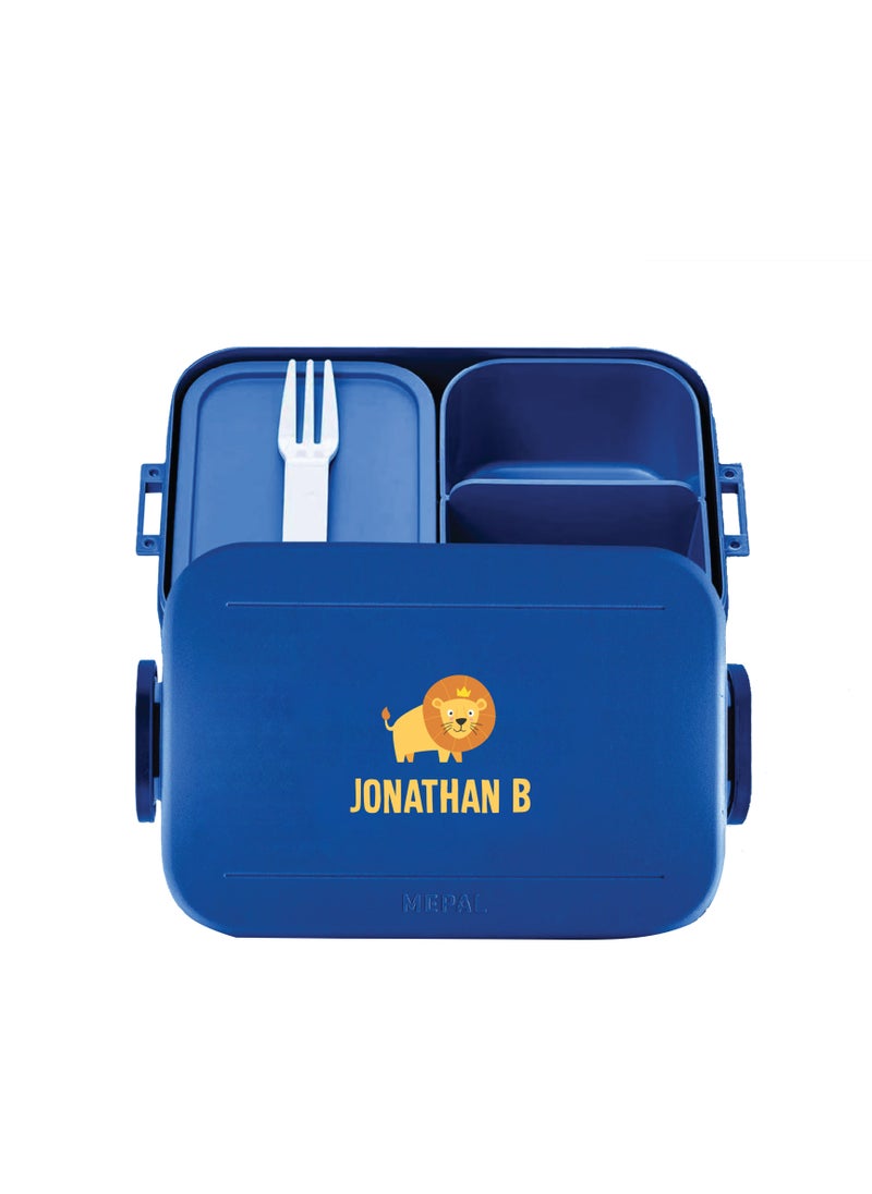 Share the Love Medium Personalised Lunch Box Take a Break Rocket Design - Vivid Blue  - Image 2