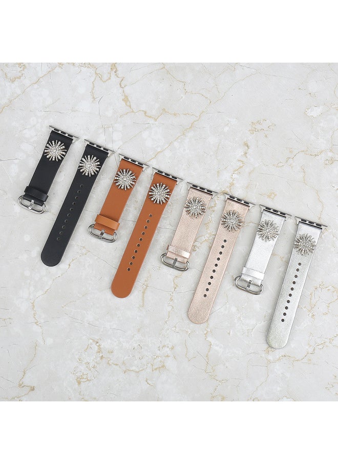 Generic For Apple Watch Series 1-10 Generations Universal For Apple IWatch Watch With Snowflake Diamond Flash-Color:Silver 38mm/40mm/41mm/42mm(series 10)  - Image 1