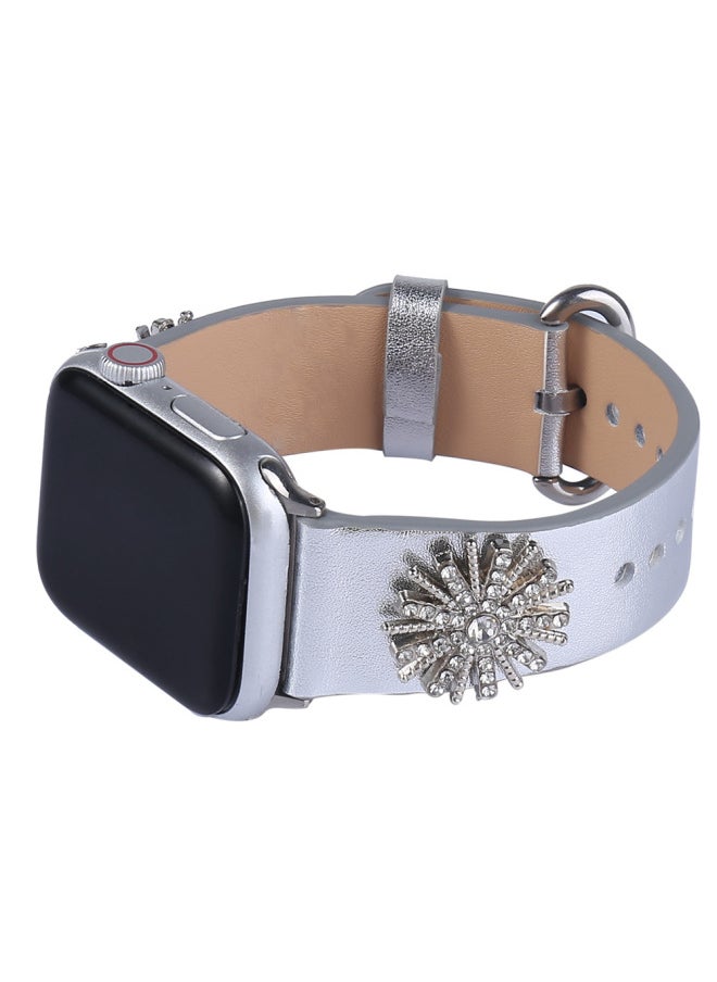Generic For Apple Watch Series 1-10 Generations Universal For Apple IWatch Watch With Snowflake Diamond Flash-Color:Silver 38mm/40mm/41mm/42mm(series 10)  - Image 5