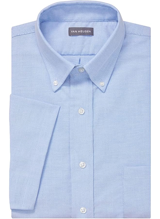 فان هيوزن قمصان رسمية رجالية بأكمام قصيرة، أكسفورد، أزرق سادة، رقبة 18.5 بوصة، مقاس XXL - Image 3