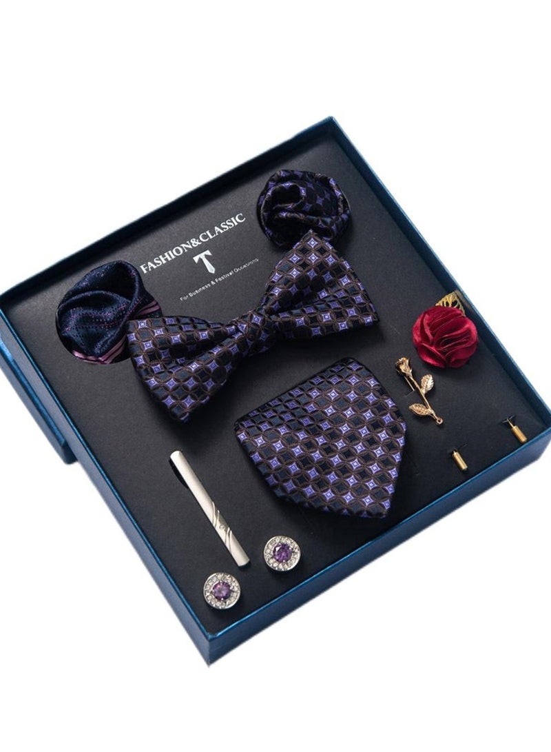 8pcs tie set bow tie men's accessories brooch brooch cufflinks formal suit accessories set  - Image 1