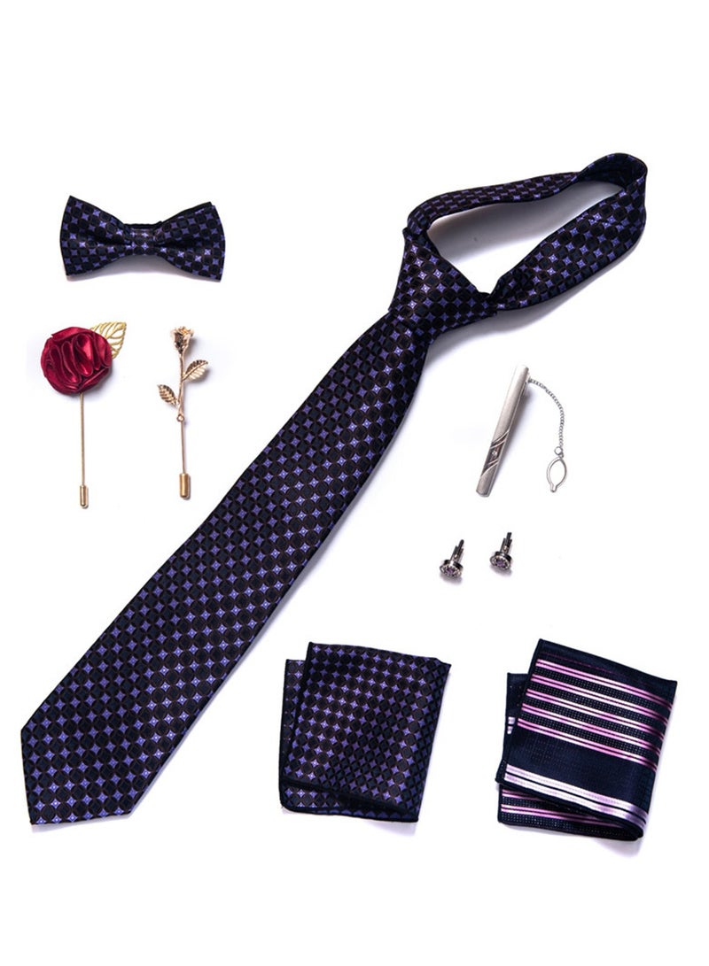8pcs tie set bow tie men's accessories brooch brooch cufflinks formal suit accessories set  - Image 2