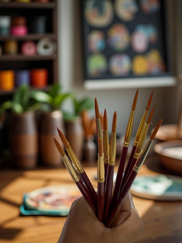 POLO Synthetic Hair Flat Brushes 5 | Pack of 10 | Premium Fine Edge Paintbrush Set for Acrylic, Wate - Image 3