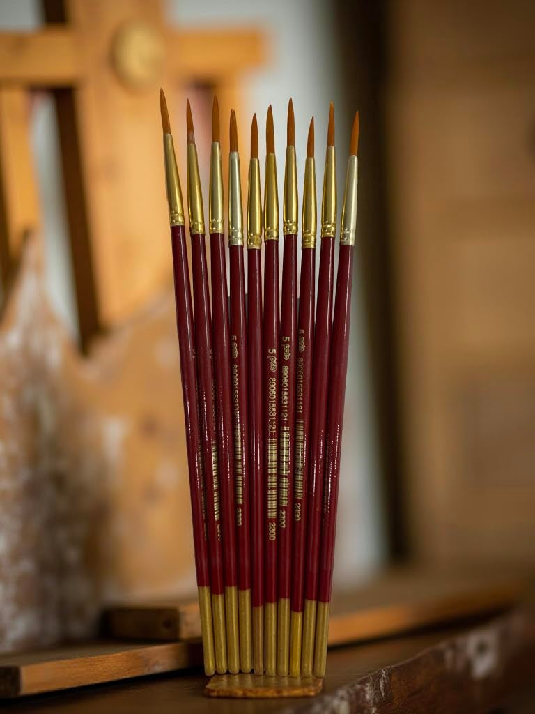 POLO Synthetic Hair Flat Brushes 5 | Pack of 10 | Premium Fine Edge Paintbrush Set for Acrylic, Wate - Image 4