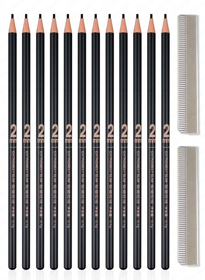 Guapa 12Pcs Slim Eyebrow Pencil with Brush – 2mm Fine Tip Hair-Like Brow Pencil, Waterproof, Peel-Off Sharpener, Natural Looking Brows (Black-12PCS) - Image 1