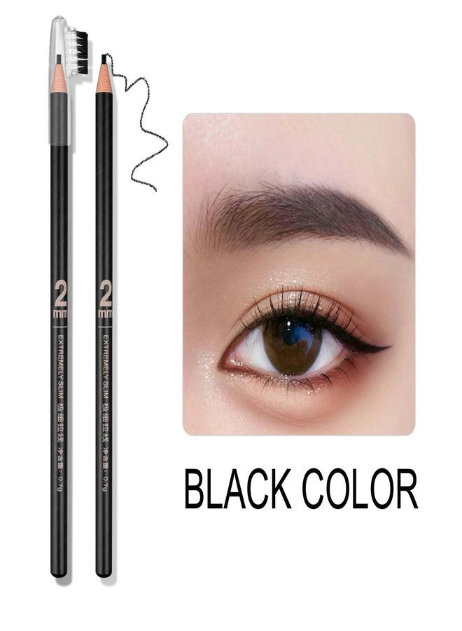 Guapa 12Pcs Slim Eyebrow Pencil with Brush – 2mm Fine Tip Hair-Like Brow Pencil, Waterproof, Peel-Off Sharpener, Natural Looking Brows (Black-12PCS) - Image 2