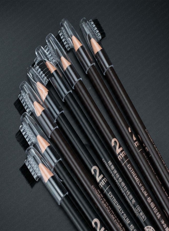Guapa 12Pcs Slim Eyebrow Pencil with Brush – 2mm Fine Tip Hair-Like Brow Pencil, Waterproof, Peel-Off Sharpener, Natural Looking Brows (Black-12PCS) - Image 3