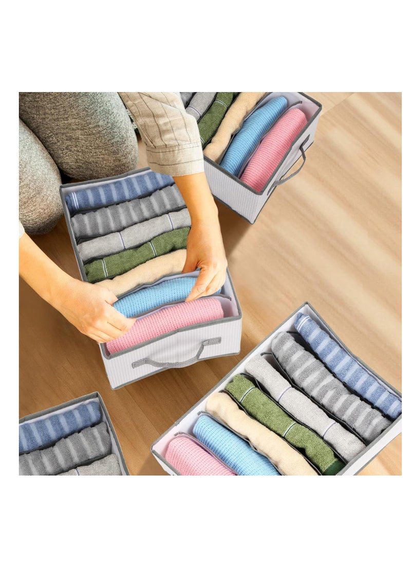 Generic - Fumete 6 Pcs Foldable Wardrobe Clothes Organizer Plastic Hard PP Plate Jeans Organizer for Closet with Handle Drawer Organizers for Clothing Pants Coats Underwear (L 7 Grids) - Image 1