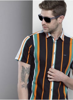 The Indian Garage Co Men Slim Fit Striped Half Sleeves Spread Collar Resort Wear Shirt  - Image 1