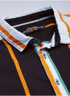 The Indian Garage Co Men Slim Fit Striped Half Sleeves Spread Collar Resort Wear Shirt  - Image 3