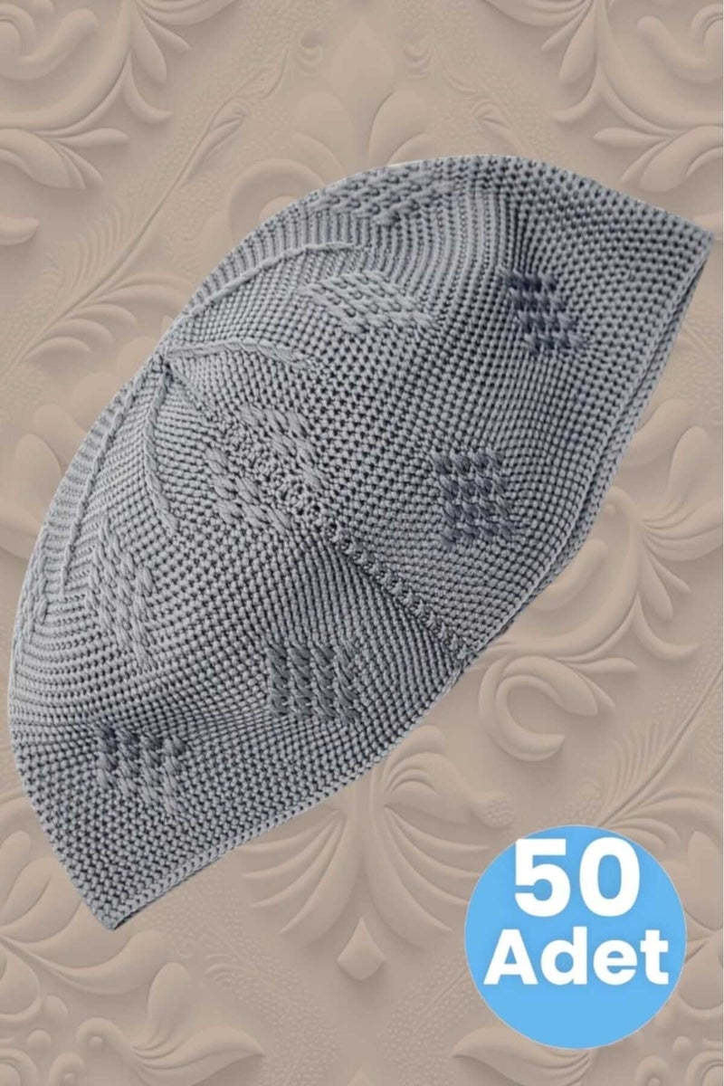 Hızırım 50's Woven Knitted Patterned Skullcap Quality Prayer Cap  - Image 1