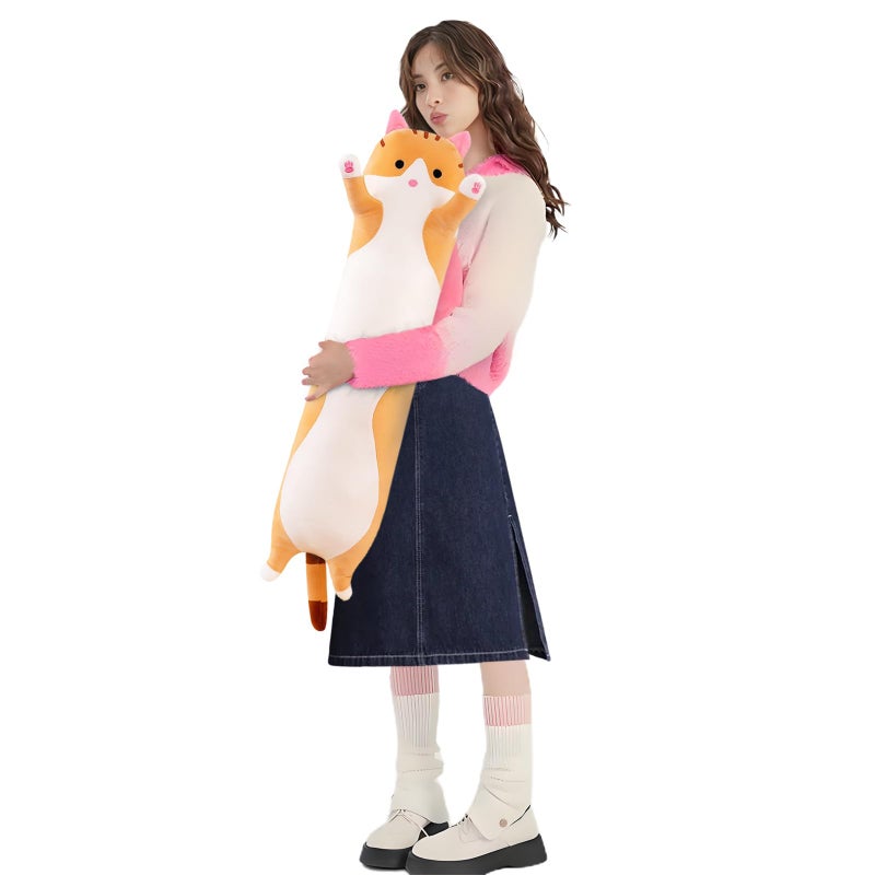 shangman Lovely Plush Cat Doll Cute Cartoon Soft Stuffed Kitten Long Throw Sleeping Pillow Toy Gift for Kids Girlfriend Multiple Size Brown90cm354in - Image 2