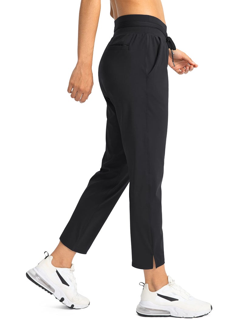 Soothfeel Women's Pants with 4 Pockets 7/8 Stretch High Waisted Sweatpants Travel Athletic Work Golf Pants for Women(Black, X-Small) - Image 2