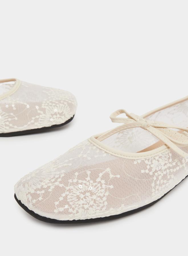 Styli Lace Slip-On Flat Ballerina - Image 3