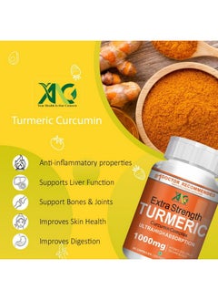 ANC ANC Turmeric 1000mg With Ultra High Absorption, Joint Support Supplement, Extra Strength Tumeric (60 Capsules)  - Image 3