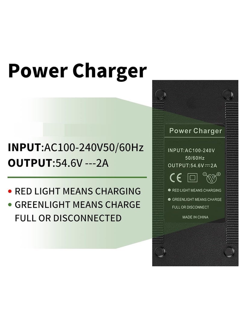 54.6V 2A Charger for Electric Scooter,Hoverboard Charger of 48V Lithium Battery with 3-Prong Compatible with Ebike/Balancing Electric Scooter etc. - Image 2