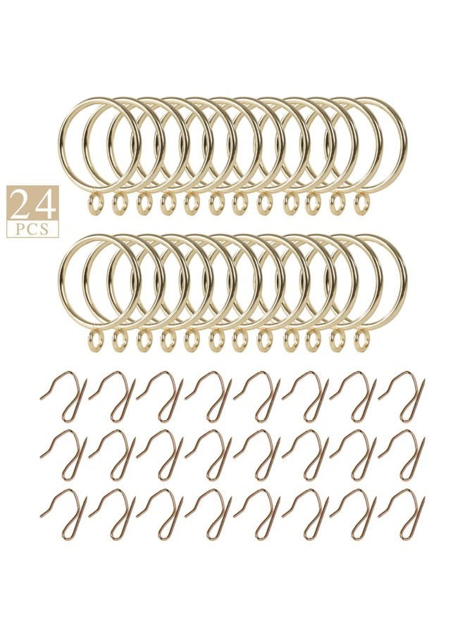 Zocang Curtain Drapery Hanging 1inch-Internal Diameter - Curtain Rings with Hooks Eyelet for Window Door Curtain Gold - Image 3
