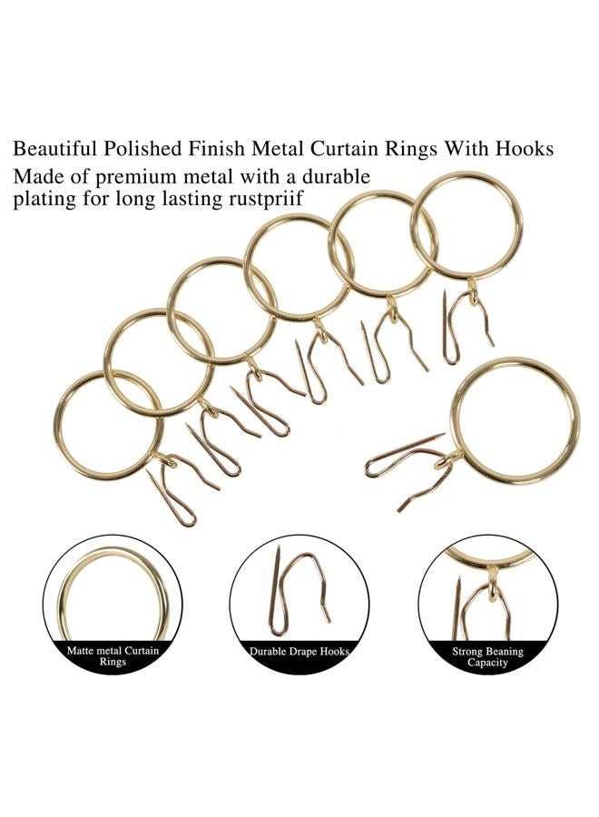 Zocang Curtain Drapery Hanging 1inch-Internal Diameter - Curtain Rings with Hooks Eyelet for Window Door Curtain Gold - Image 4